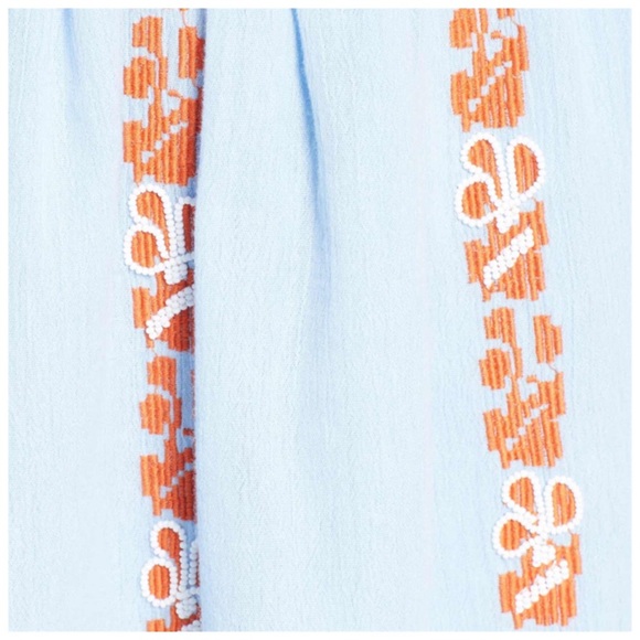 TORY BURCH Embroider Bead Embellished Alexandria Mini Skirt, Silverlake, Size 14 - Picture 5 of 7